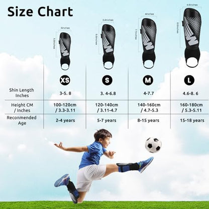 Shin Guards Soccer Youth Kids, Shin Guard Boys Girls Teenagers 2-18 Yrs Old | Soccer Shin Guards with Ankle Sleeves Protection - Football Shin Pads Equipment with Adjustable Strap - color: Black, size: Small