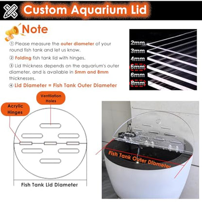 Katzowen Folding Flip-top Aquarium Anti-Jumping Lid with Hole, Round Acrylic Plate Fish Tank Cover, Profect Fish from Jumping Out Protect Cat(Outer Dia-70cm/28in) - size: Outer Dia-70cm/28in