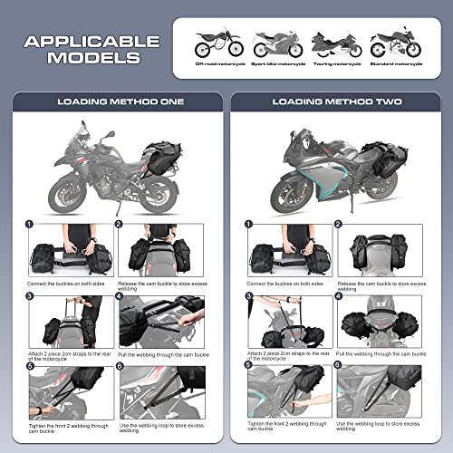 Rhinowalk Motorcycle Saddlebags 28L(14L*2) Waterproof Motorbike Side Bags, Travel Luggage Panniers with Shoulder Strap for Adventure & Sport Motorcycle Racks, 1 Pair - size: 28L Black