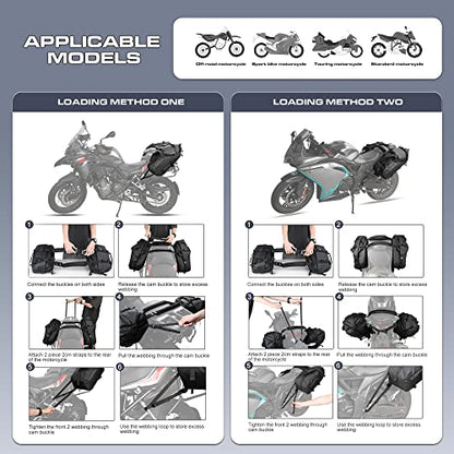 Rhinowalk Motorcycle Saddlebags 28L(14L*2) Waterproof Motorbike Side Bags, Travel Luggage Panniers with Shoulder Strap for Adventure & Sport Motorcycle Racks, 1 Pair - size: 28L Black