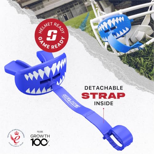 SAFEJAWZ Lip Guard, Football Mouth Guard with Detachable Strap - color: Shark