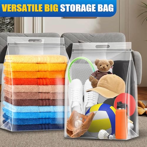24 Pack Extra Large Plastic Storage Bags 10 Gallons 24"x20"x7" Zero BPA Double Zipper Seal 4 Mils Thick Double Layer Carry Handle Resealable Moving Seasonal Travel Clothes - size: 24Pack (10Gallons)