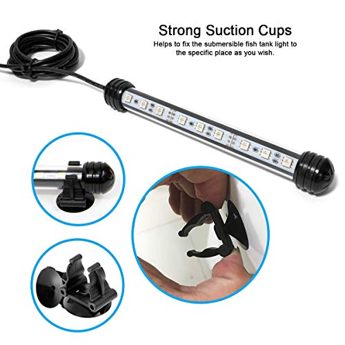 MQ 8 in Submersible LED Aquarium Light, 1.2W Color Changing Fish Tank Light with Remote Control, IP68 Crystal Glass 9 LEDs Lights Bar, for Fish Tank 10-15 inch - size: 9LED-Length 8"