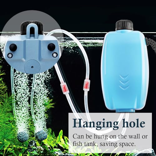 3W 80GPH Adjustable Aquarium Air Pump, Upgrade Quiet Oxygen Pump, Powerful Air Aerator for Fish Tank up to 120 Gallon - size: 3W-Blue