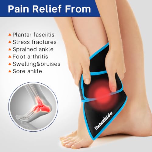 Ankle Ice Pack Wrap, Gel Hot Cold Compress for Heel Swelling Pain Relief - color: Black, size: Standard