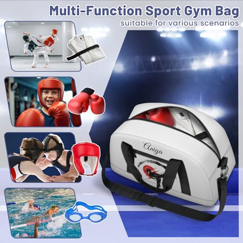 Custom Name Taekwondo Karate Duffle Bag for kids Girls - Personalized Martial Arts Gear Bag, Water-Resistant Sparring Equipment Bag, Taekwondo White - color: Taekwondo White