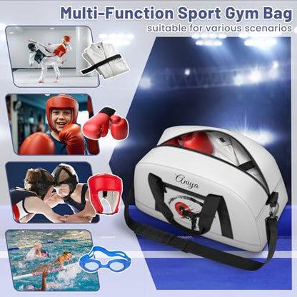 Custom Name Taekwondo Karate Duffle Bag for kids Girls - Personalized Martial Arts Gear Bag, Water-Resistant Sparring Equipment Bag, Taekwondo White - color: Taekwondo White