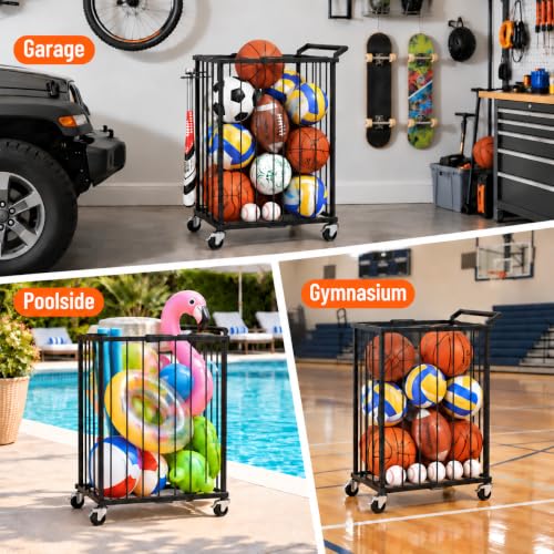Sports Equipment Organizer, Ball Storage Rack for Gear and Toys - size: Medium