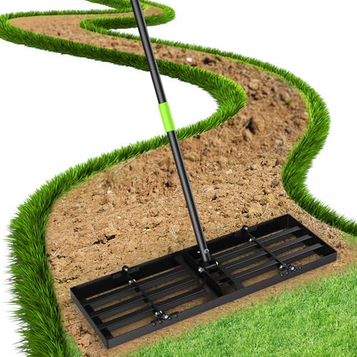 GARDTECH 30×10 Anti-Flip Lawn Leveling Rake,76” Adjustable Handle | Heavy Duty Stainless Steel,2mm Plate, for Topdressing, Sandbox, Garden Beds, Lawn Repair,Dog Spots