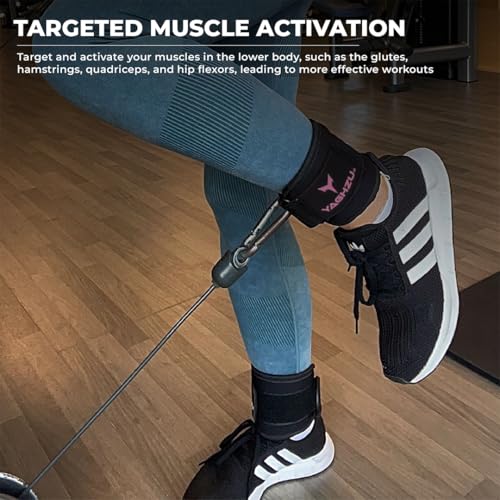 Adjustable Gym Ankle Straps for Cable Machines Women & Men, Glute Kickbacks - color: Black and Pink, size: Pair