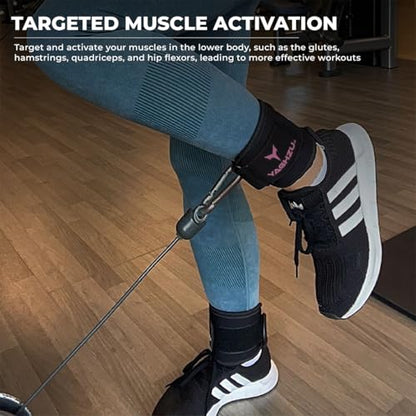 Adjustable Gym Ankle Straps for Cable Machines Women & Men, Glute Kickbacks - color: Black and Pink, size: Pair