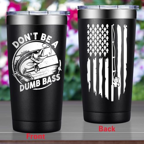 Grifarny Fishing Gifts for Men - Fathers Day Gift for Fisherman - Fishing Gifts for Husband, Dad, Boys, Grandpa - Fish Tumbler Cup 20 Oz - color: Fishing Gifts Black
