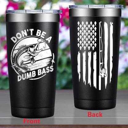 Grifarny Fishing Gifts for Men - Fathers Day Gift for Fisherman - Fishing Gifts for Husband, Dad, Boys, Grandpa - Fish Tumbler Cup 20 Oz - color: Fishing Gifts Black