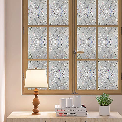 Window Privacy Film, 3D Stained Glass Film, Vinyl Decorative Window Decals, Static Cling Window Film Non-Adhesive Removable (17.5 x 78.7 inch) - size: 17.5'' x 78.7'' (44.5 x 200 cm)