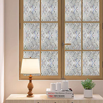 Window Privacy Film, 3D Stained Glass Film, Vinyl Decorative Window Decals, Static Cling Window Film Non-Adhesive Removable (23.6 x 78.7 inch) - size: 23.6'' x 78.7'' (60 x 200 cm)