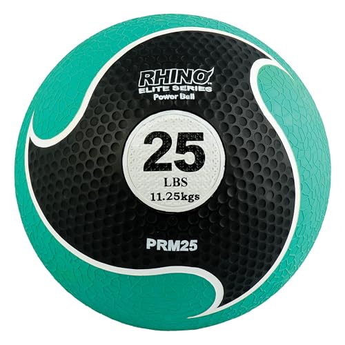 Champion Sports Rhino Elite Medicine Ball – Textured Surface, Superior Grip, Hollow Synthetic Rubber for Consistent Bounce & Durability, Multiple Weights & Colors - Optional Rebounder Sold Separately - style: 25 Pounds - Green