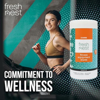Fitness Equipment Wipes - Cleaning Wipes - 75 Count | Cleaning Wipes for Yoga Mats,Studios, Gym, Peloton & Cycle Bikes, Spas, Fragrance-Free, Surface Cleaning for Home and Office - size: 75 Count (Pack of 1)