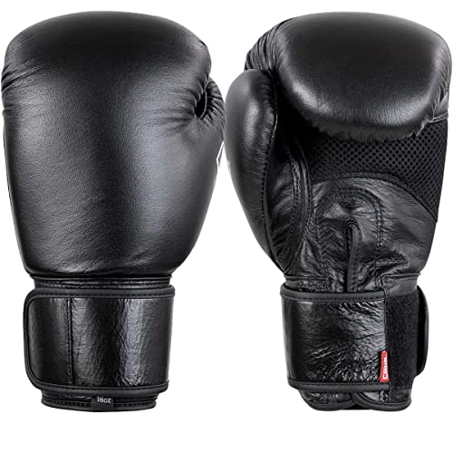 Combat Corner Elite Boxing Gloves Leather for Men and Women - Kickboxing, MMA, Muay Thai Sparring Training Gloves - size: 16 oz.