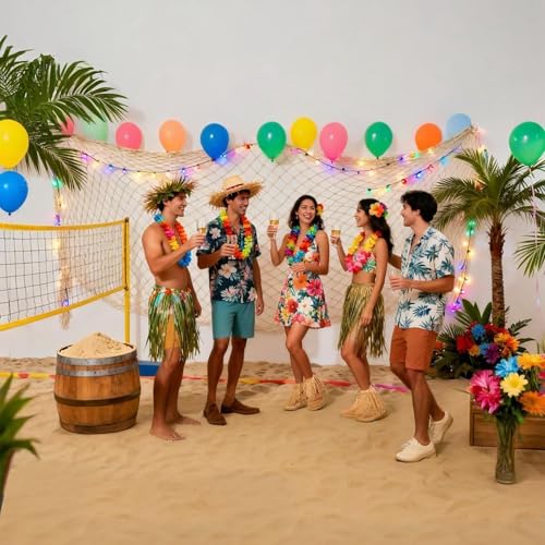 20 ft Fishing Net Decor, Large Fish Net Decorations | decorative fishing net for Pirate Mermaid Ocean Beach Hawaii Under The Sea Nautical-Themed Party - size: 20ft