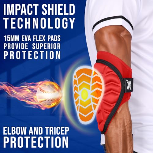 Exxact Sports Defender Baseball Elbow Guard - color: Red, size: Youth