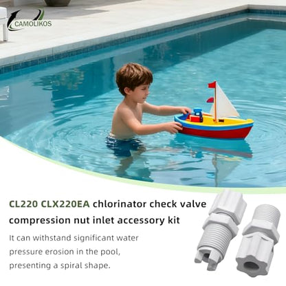 CL220 CLX220EA Chlorinator Check Valve Compression Nut Inlet Fitting Kit for Feeder 1/4" Replace Nut