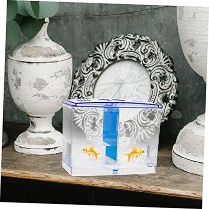BESPORTBLE Mini Acrylic Fish Breeding Box with Double Compartments for Betta Guppy Incubation Transparent Isolation Tank for Juvenile Survival and Aggressive Fish Separation