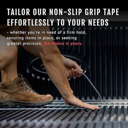 CATTONGUE GRIPS Non-Abrasive Grip Tape Roll - 2” Wide Heavy-Duty, Waterproof Anti-Slip Tape for Bathtubs, Stair Treads, Ramps & More - Indoor & Outdoor Non-Skid Solution (Black, 10ft)