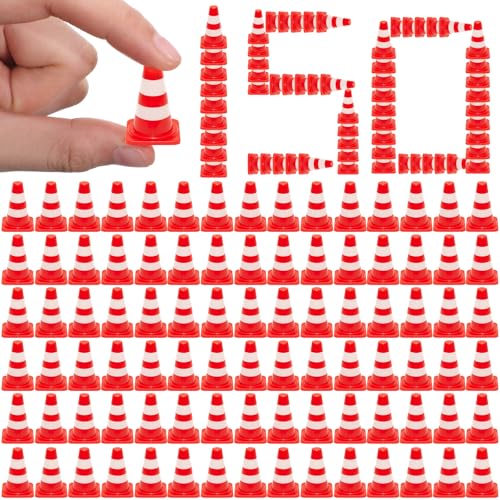 Soulchen 150 Pcs 1" Mini Traffic Cones Miniature Barricades Toys,Red - color: Red