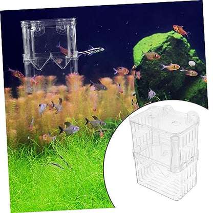 Mikikit 2Pcs Fish Breeder Box Aquarium Isolation Container with Suction Cups Large Fish Tank Hatchery Incubator Fry Breeding Case Acclimation Random Color