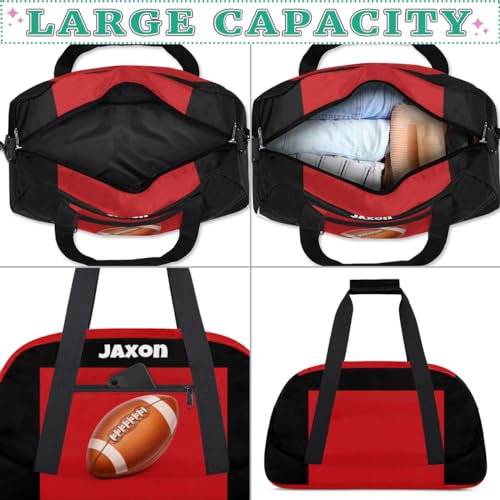 Personalized Boys Football Bag, American Football Bag, Black Red - color: Color 22