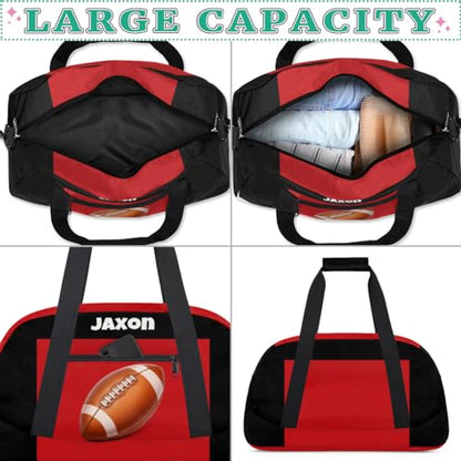 Personalized Boys Football Bag, American Football Bag, Black Red - color: Color 22