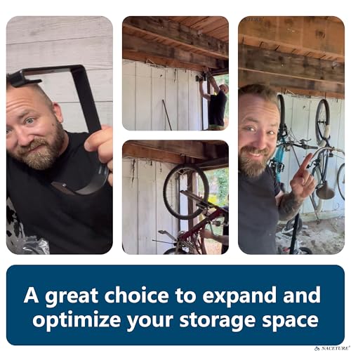 Garage Ceiling Rack Bike Hooks, 8 Pack Storage Hooks (Flat Hook) | For garage ceiling storage racks to hang bicycles, ladders and equipment. - color: Flat Hook 8 Pack