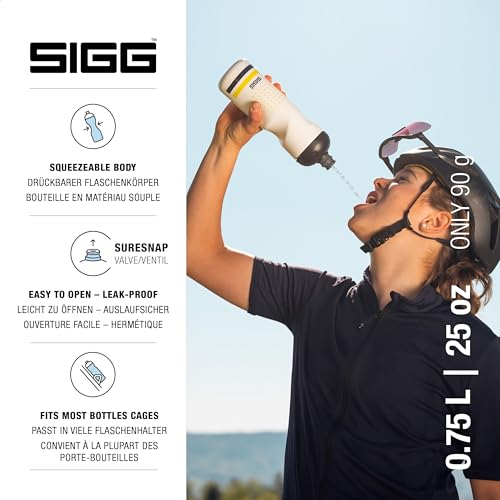 Sigg Pulsar White Bike Water Bottle (0.75 L), Leakproof Cycling Bottle, Super Lightweight and BPA-Free Sports Bottle with SureSnap® Valve - color: White