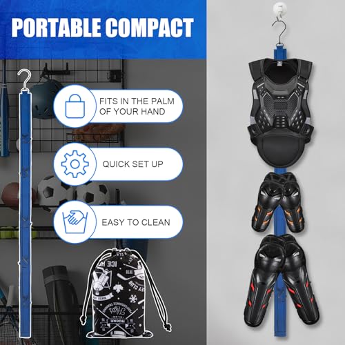 TUYUU 4PCS Hockey Equipment Drying Rack Set, 15 Adjustable Hooks Hanger - color: Multicolor