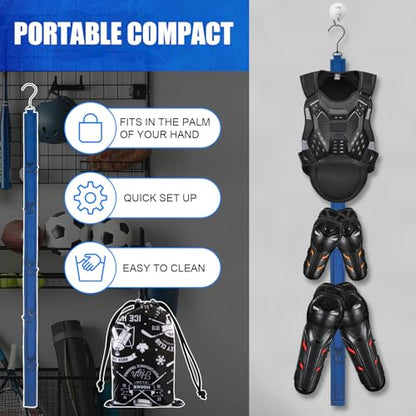 TUYUU 4PCS Hockey Equipment Drying Rack Set, 15 Adjustable Hooks Hanger - color: Multicolor