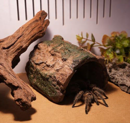 M2cbridge Resin Hollow Tree Trunk Betta Log Crab House Cave for Fish Shrimp Small Reptile Turtle Tarantula Spider Hermit Crab(2PCS Big) - size: 2pcs Big