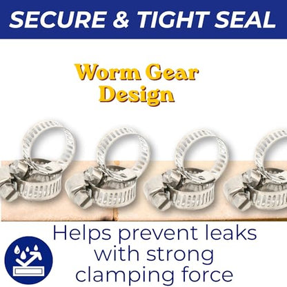 Ganador 12-Pack Stainless Steel Hose Clamps 13mm-19mm - 1/2" - 3/4", Universal Fitment w/Worm Gear for Pool, Automotive, Mechanical Plumbing General Purpose