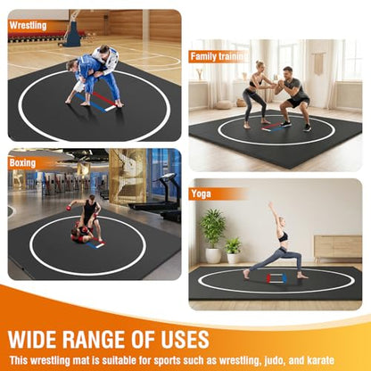 300x300cm Jiu Jitsu Wrestling Mats for Home Foldable XPE Jiu Jitsu Floor Exercise Mat Waterproof 1.18in Thick for BJJ MMA Martial Art Boxing Grappling and Judo