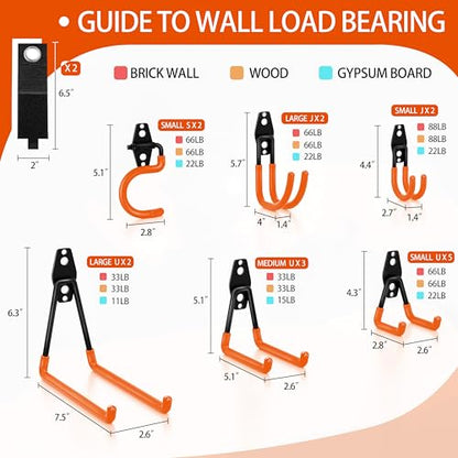 18 Pack Garage Hooks Heavy Duty - Anti-Slip Coating - color: Orange, size: 18pack