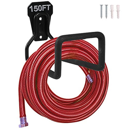 2pcs Heavy Duty Hose Hanger Garden Hose Storage Black Water Hose Holders for Outside Wall Mount Garden Hose Reel Hose Stand - color: 2pcs Black