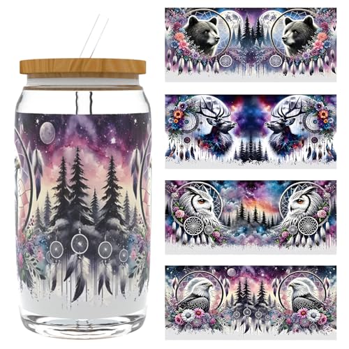 UV DTF Cup Wrap Transfer Stickers Rub On Transfers 4 Sheets Animal Tumblers Water Bottles Mugs Glasses Cups - style: Animal
