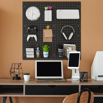 FZK Modular Plastic Peg Board Wall Organizer Kit, 12x12, Black - color: 12inch-Pegboard Kit-Black