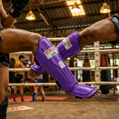 YOKKAO Matrix Muay Thai Kickboxing MMA Shin Guards with Knee Guards - color: Flash Purple, size: Large