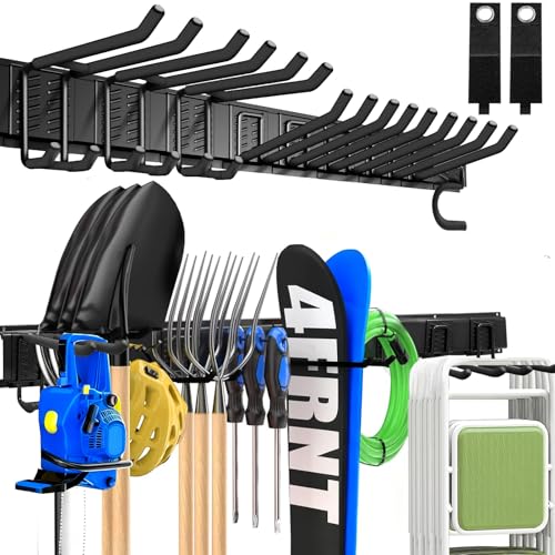 KOFANI 48IN 700LB Heavy Duty Garage Tool Organizer Wall Mount Storage Rack | Suitable for Garage Organization and Storing Various Tools Such as Ahovels, Rakes, Brooms, Leaf Blowers and Hoses.