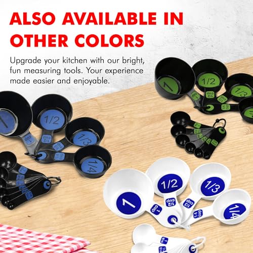 Chef Craft Easy to Read Plastic, Measuring Cup Set, 10 piece set, Blue