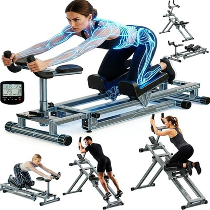 3 in 1 Spine Twist Stretcher& Stair Stepper & Waist Trainer Crawling Training Machine Noiseless Spine Twist Stretch Trainer with Adjustable Hand Grips LED Display Steel Frame Full Body - color: Sliver B, size: 54"
