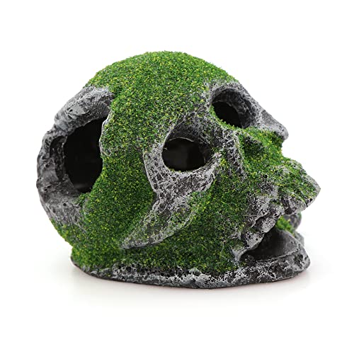 AQUA KT Aquarium Landscape Head Skeleton Skull Rock Fish Hiding Place Cichlid Cave for Gold Betta Fish Tank Decoration Freshwater or Marine Aquariums
