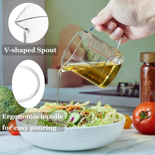 Glass Measuring Cup-[Insulated handle | V-Shaped Spout]-Made of High Borosilicate Glass Measuring Cup for Kitchen or Restaurant, Easy to Read, 250 ML (8 Oz, 1 Cup) - size: 250ml/8OZ