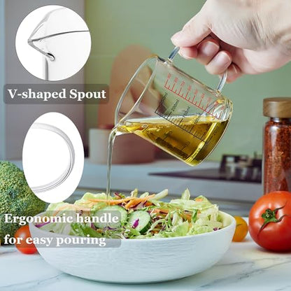 Glass Measuring Cup-[Insulated handle | V-Shaped Spout]-Made of High Borosilicate Glass Measuring Cup for Kitchen or Restaurant, Easy to Read, 250 ML (8 Oz, 1 Cup) - size: 250ml/8OZ