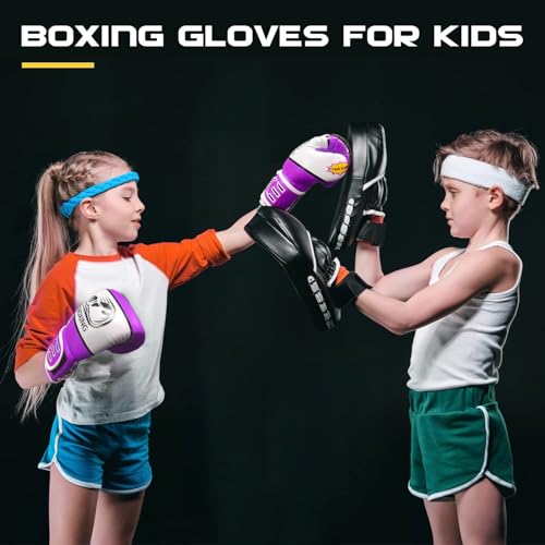 CKE Boxing Gloves for Kids Ages 5-12, Beginner Punch Bag Training Gloves - color: Purple